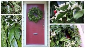 A few gals in the neighbourhood got together on the weekend to make holiday wreaths and I'm quite pleased with mine.  It may scratch you a little as you walk by, but it sure is festive.