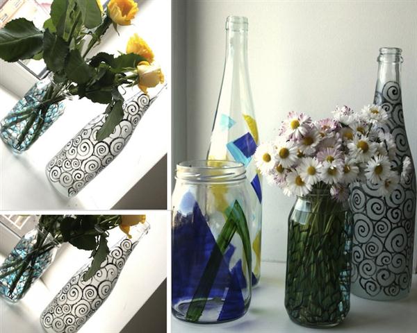 Painted  Garden Vases  Bottle bottles painting glass  Therapy