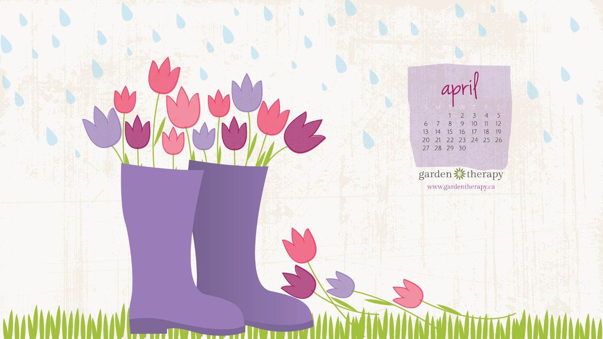 Garden Therapy Downloadable Desktop Calendar April Showers 2560x1440