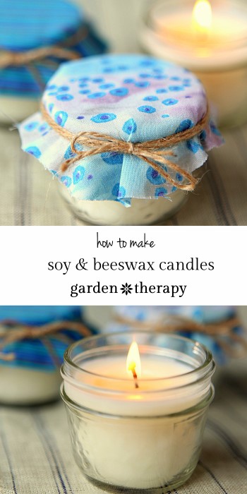 All Natural soy and beeswax mason jar candles scented with essential oils - these make a great homemade gift