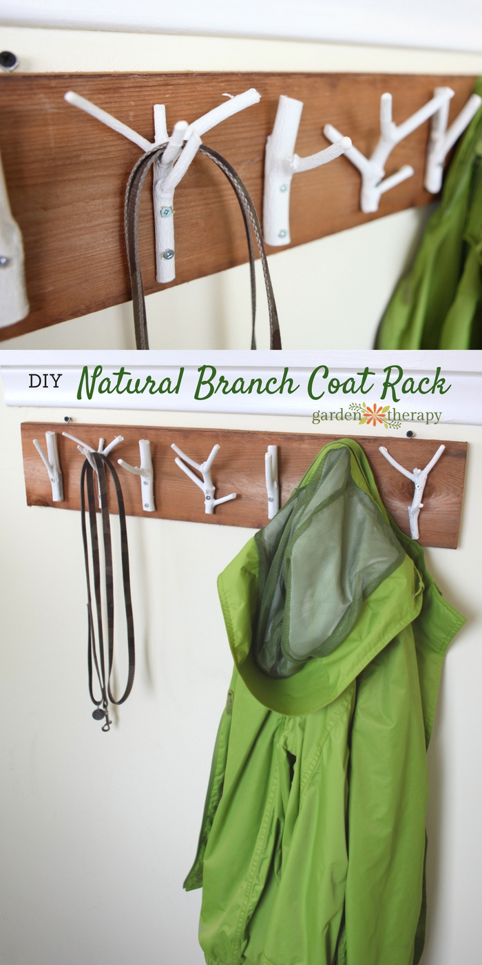 Bring the Outdoors with This DIY Natural Branch Coat Rack - Garden Therapy