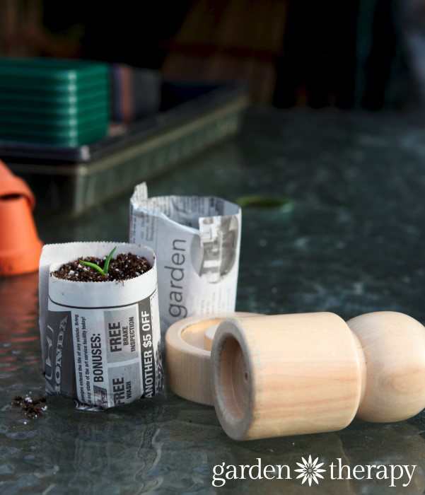 Making newspaper pots is simple, thirfy and fun. Lots more ideas for the best and worst seed starting containers to make as well