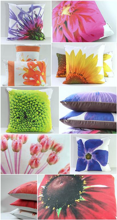 modern flower print throw pillows