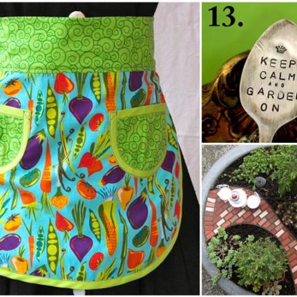 Handmade Mother's Day Gift Ideas for Garden Loving Moms apron plant labels mini garden