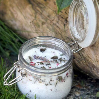 Herbal Foot Soak Recipe in a flip top jar