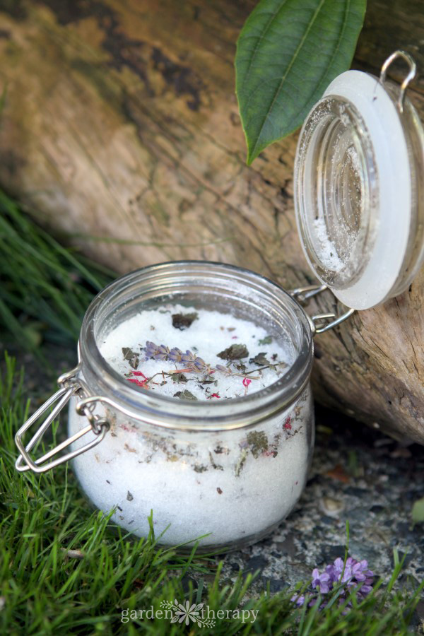 Herbal Foot Soak Recipe in a flip top jar