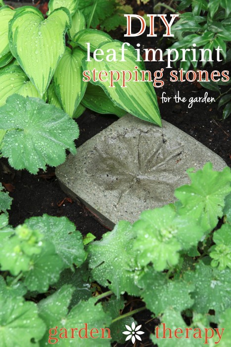 DIY Leaf Impring Stepping Stones simply and inexpensively made from concrete - make plenty for the garden