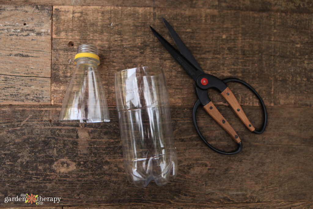 bottle cut in half with scissors