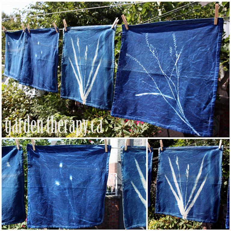 Cyanotype printing on fabric, how to upcycle clothing