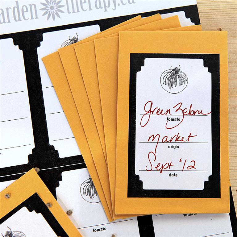 Tomato Seed Envelopes and Free Printable Label - Garden Therapy