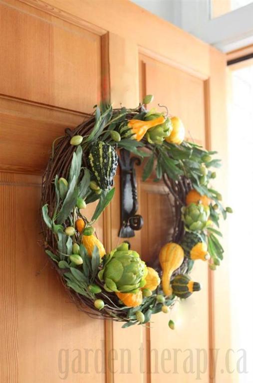 Gourd Wreath hanging on front door