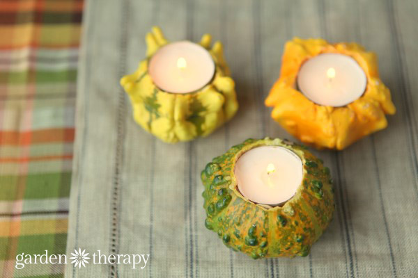 Quick and easy fall candles from gourds