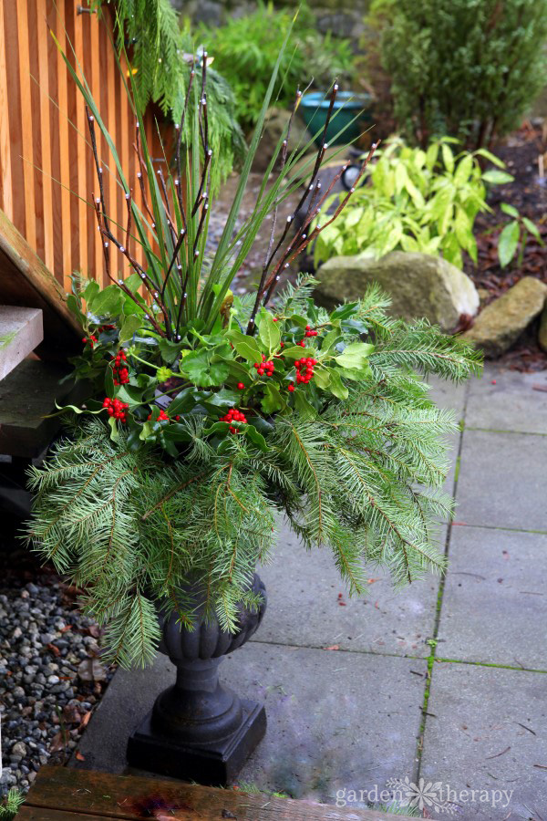 Holiday Planter Before and After - Garden Therapy