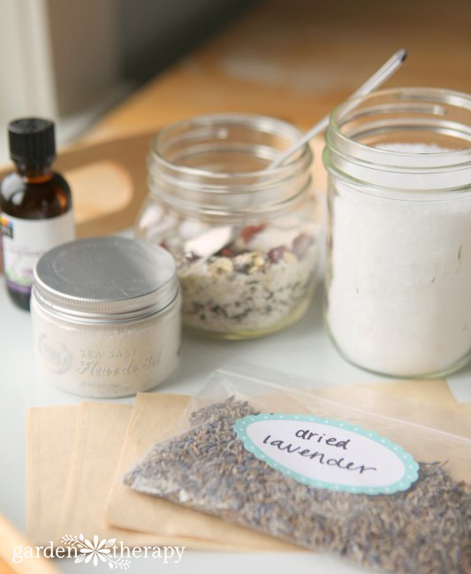 Make herbal tub teas for a soothing bath with no clean up