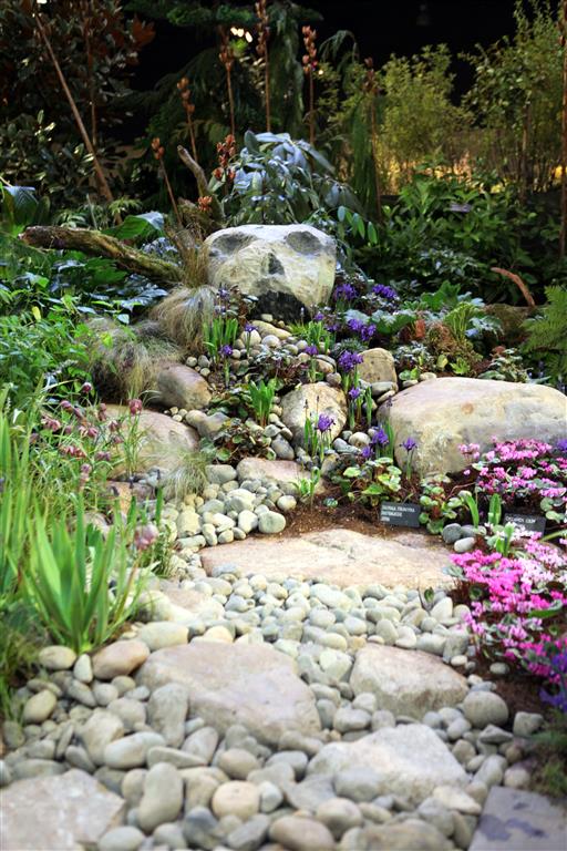 Lawn free landscaping with river stones