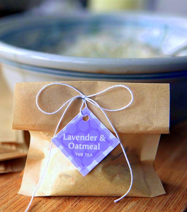 Lavender Oatmeal Tub Tea Recipe with healing essential oils