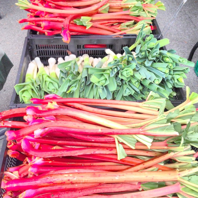 Spotted Rhubarb and Leeks at the Farmers Market