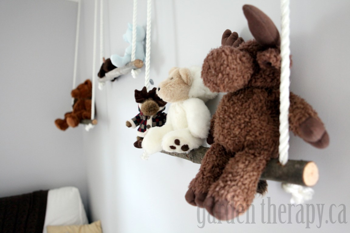 DIY Branch Swing Shelves