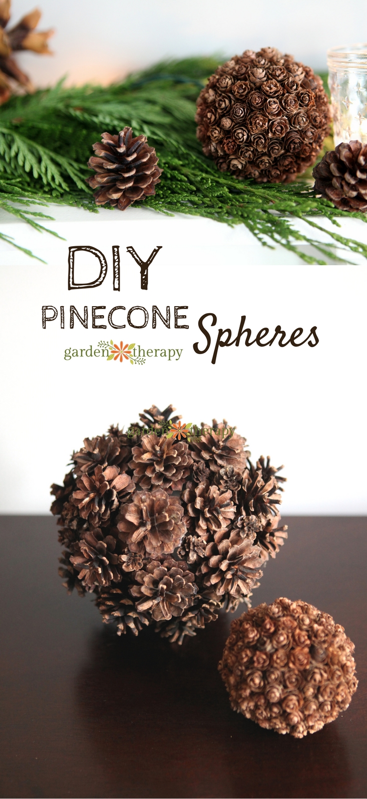 Make These Easy Pinecone Spheres - an easy nature project for festive holiday decor