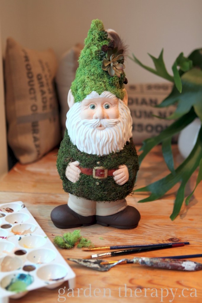 Woody the Woodland Gnome with Moss Coat and Lichen Hat