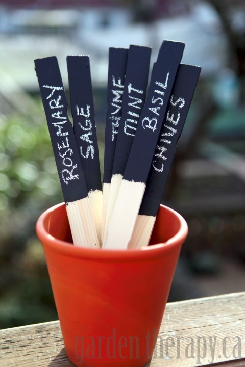 Chalk Board Painted Herb and Plant Labels Project