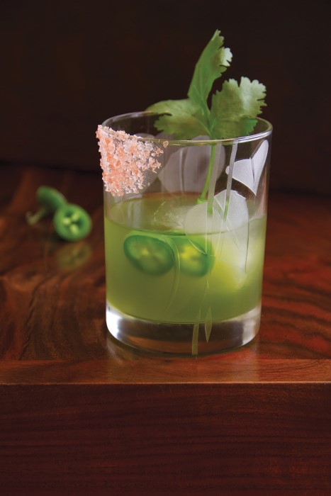 Savory and Spice Green Gargolye - a cucumber, jalapeno and tequila cocktail from the garden