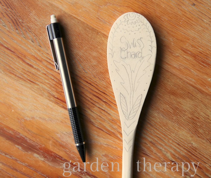 Wood Burned Spoon Plant Markers Step 1