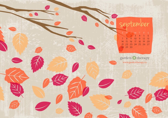 Falling for September - Free Desktop and Printable Calendar from Garden Therapy