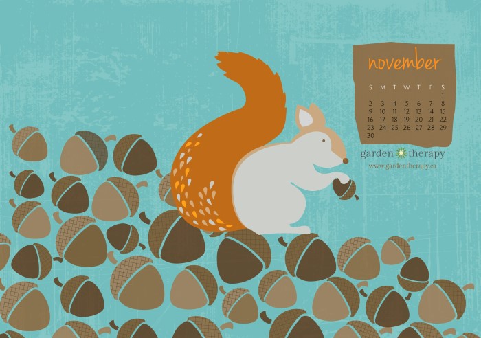 Garden Therapy Squirrelly Free Printable Calendar for November