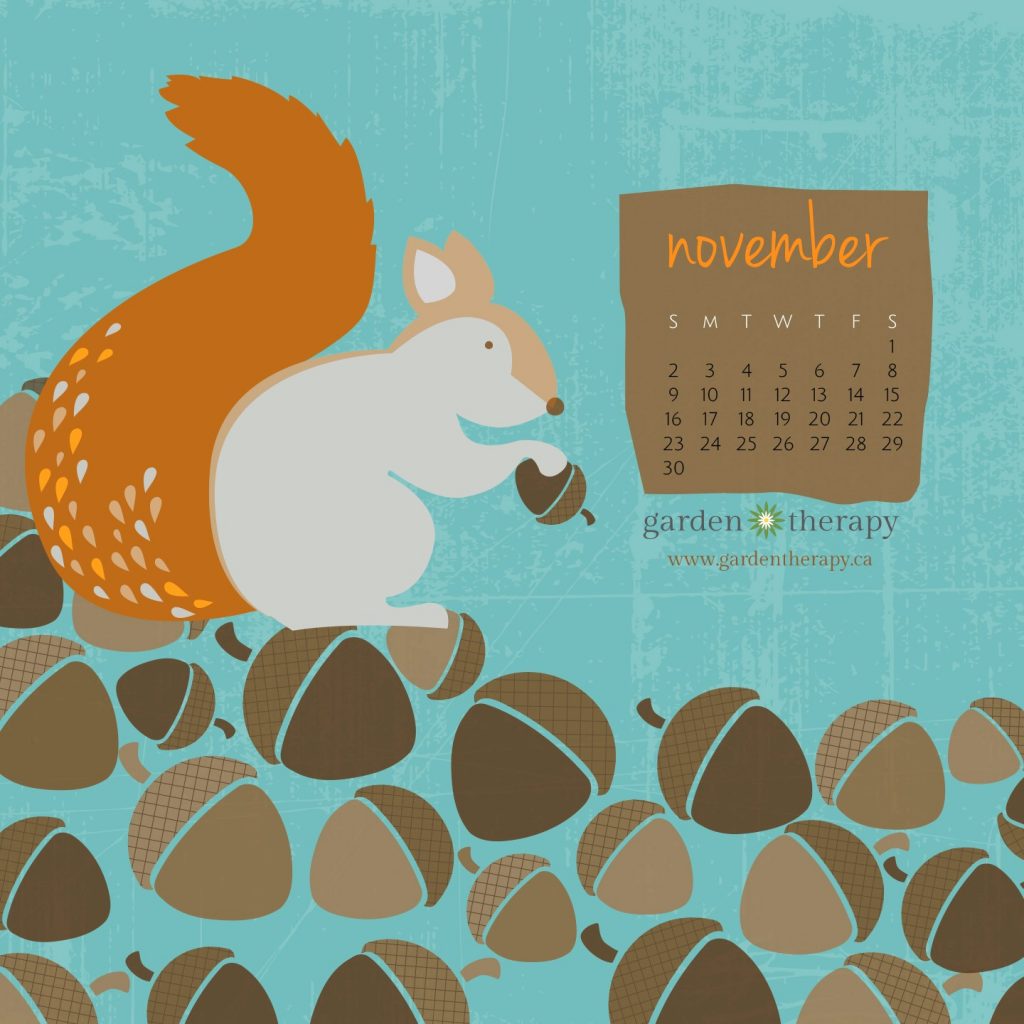 Garden Therapy Squirrelly Mobile Calendar for November