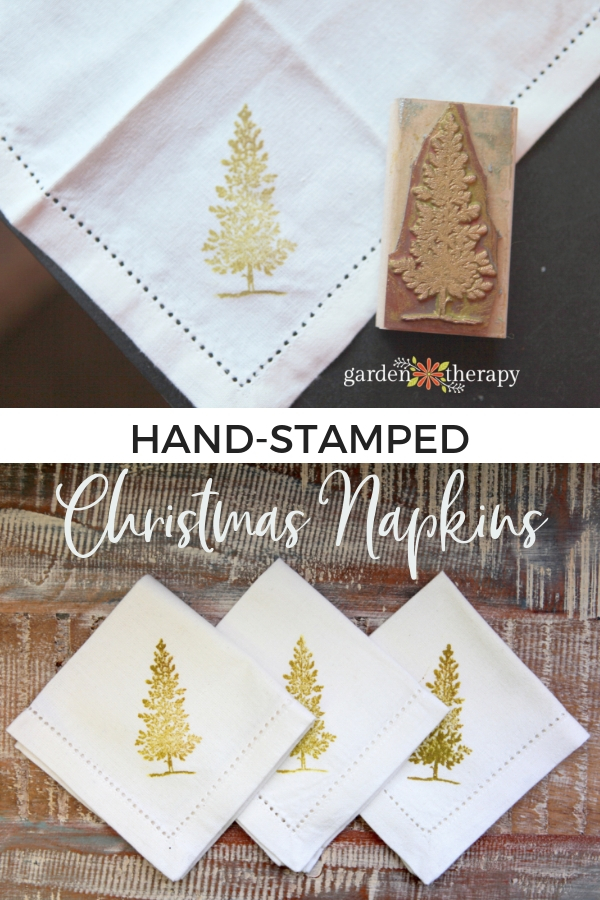 Hand Stamped Christmas Napkins