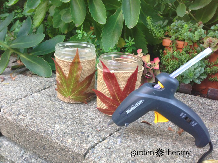 autum leaf and mason jar craft project step 3