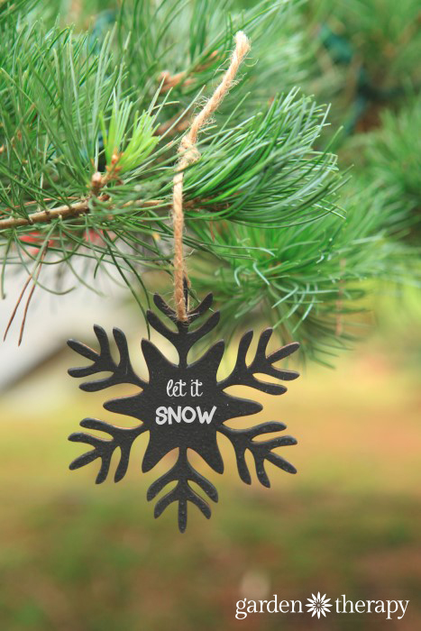 Chalkboard painted wood snowflake ornaments