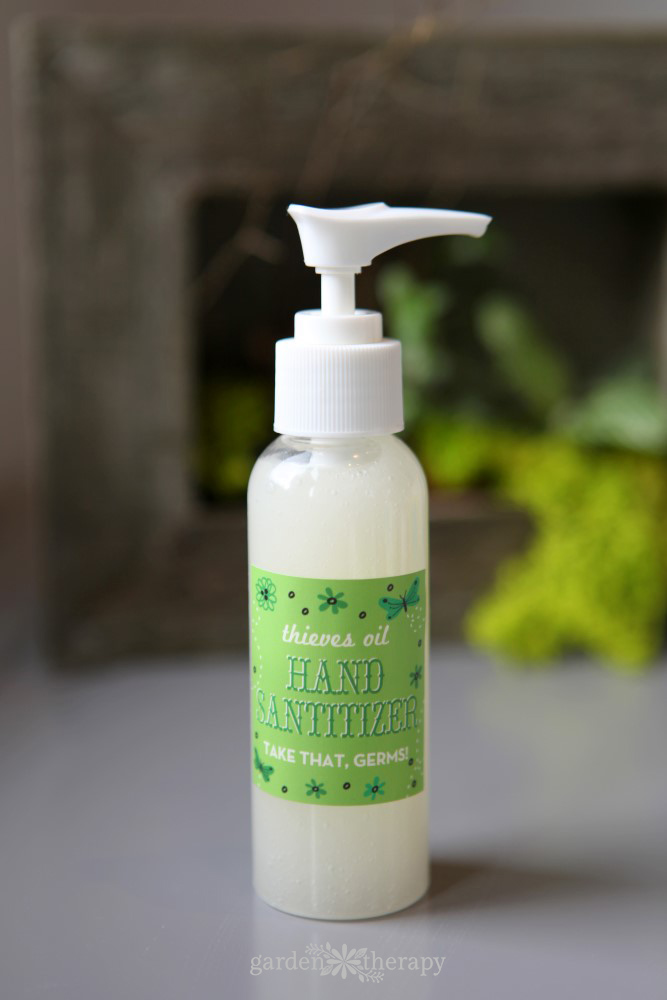 A more natural recipe for hand sanitizer using aloe, witch hazel, and Thieves oil that's soft on skin.