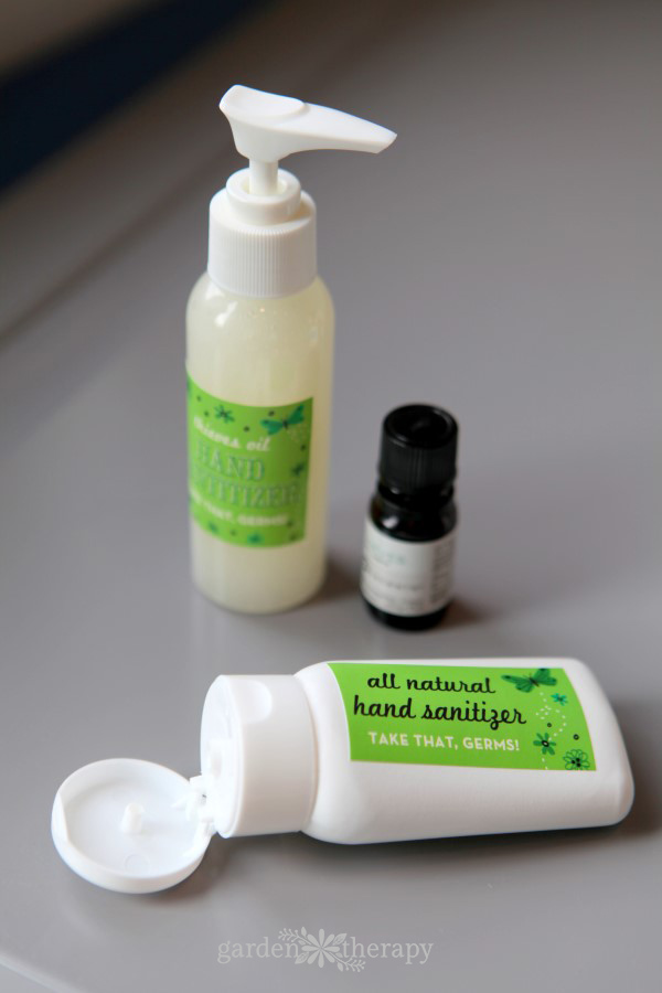 A more natural recipe for hand sanitizer using aloe, witch hazel, and Thieves oil that's soft on skin.