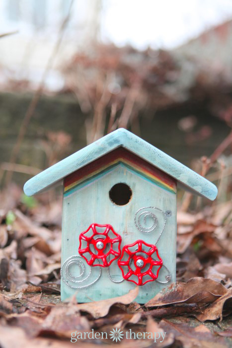 DIY junk metalwork birdhouse for Ronald MacDonald House charity