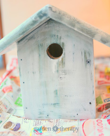 white wash paint treatment from how to make a junk metalwork birdhouse