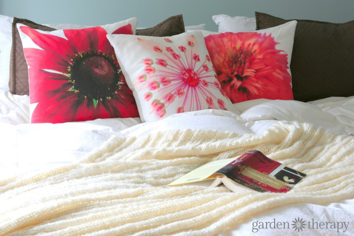 Gorgeous flower photography printed on soft cotton linen blend fabric and made into throw pillows!