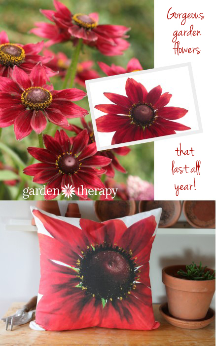 Turn garden flowers into throw pillows so they will last forever!