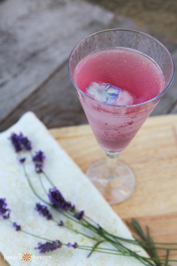 lavender lemonade with floral ice cube