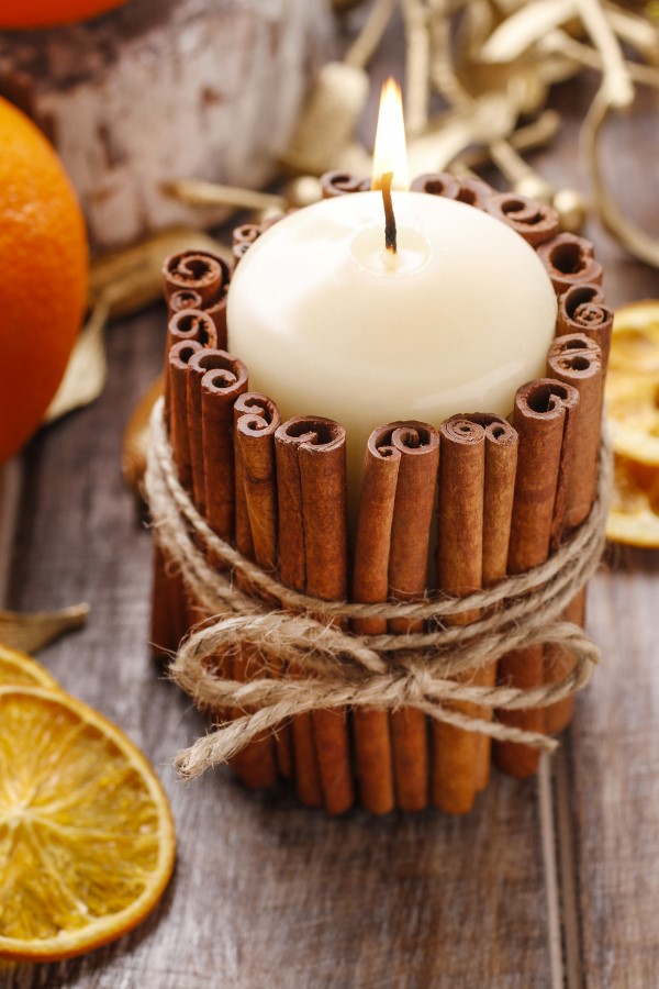 cinnamon stick candle holder DIY project