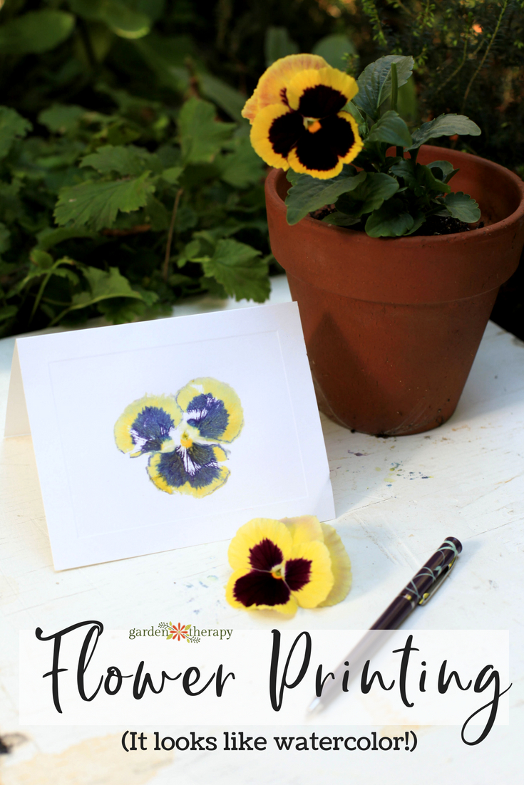 pin for hammered flower card with text reading flower printing (It looks like watercolor!) 