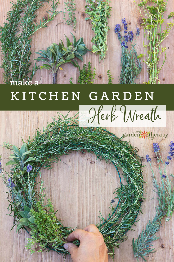 make a kitchen garden herb wreath