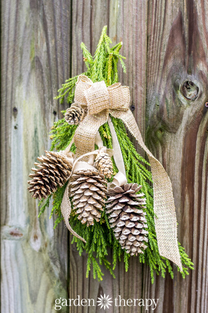 Make this Gorgeous DIY pinecone swag with bleached pine cones