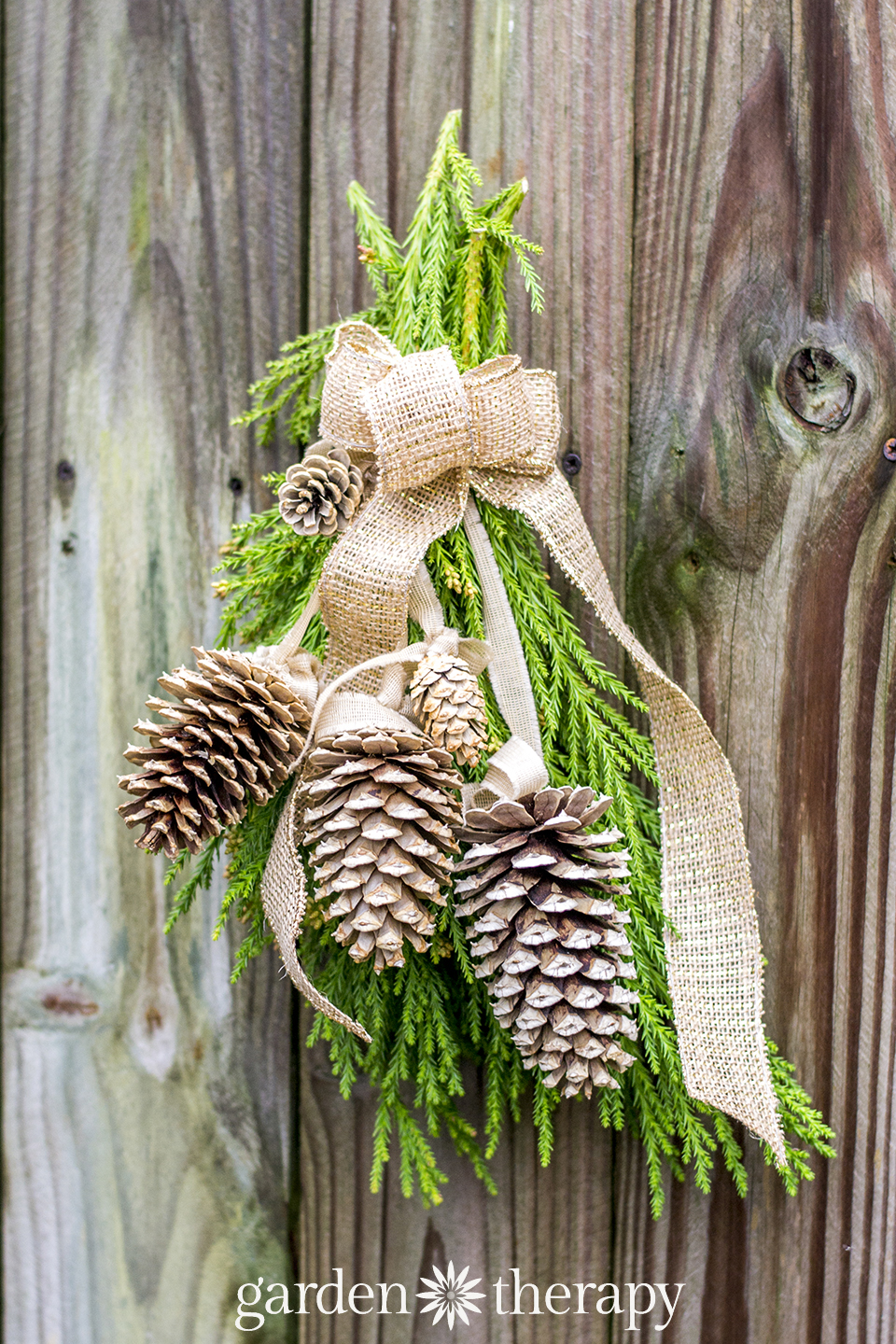 Make this gorgeous DIY pinecone swag with bleached pinecones