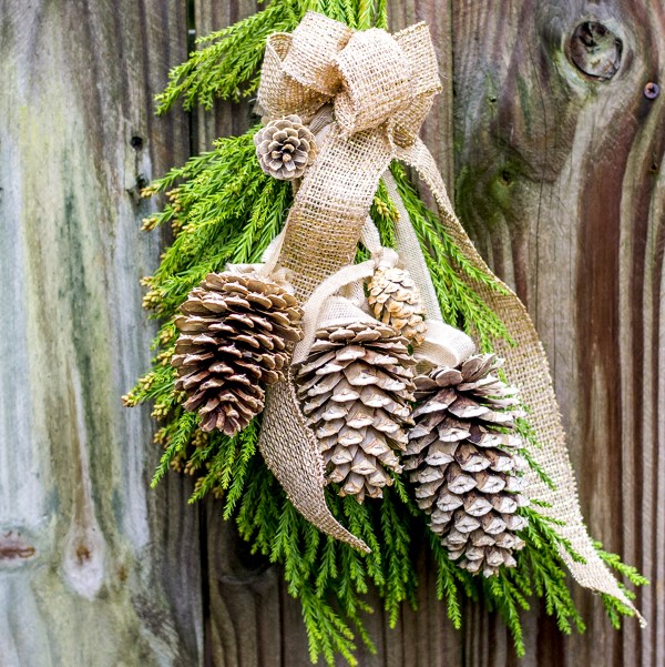 Simple and elegant natural pinecone swag.