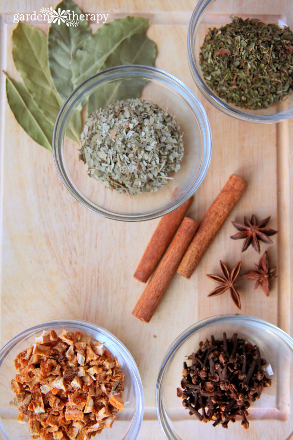 ingredients for Christmas simmer pot