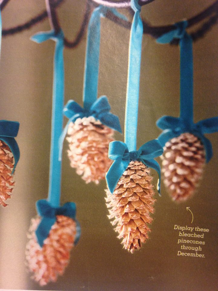 Bleached Pinecone Ornaments from Country Living