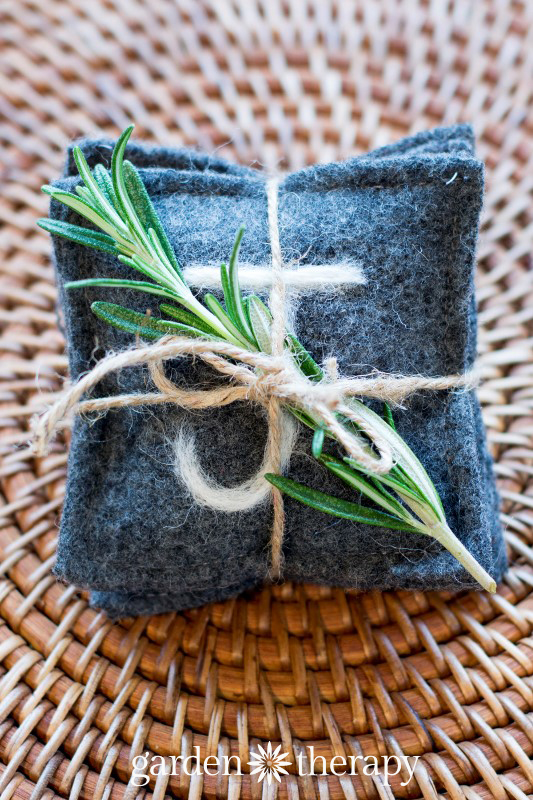 gift with twine and herb wrapping