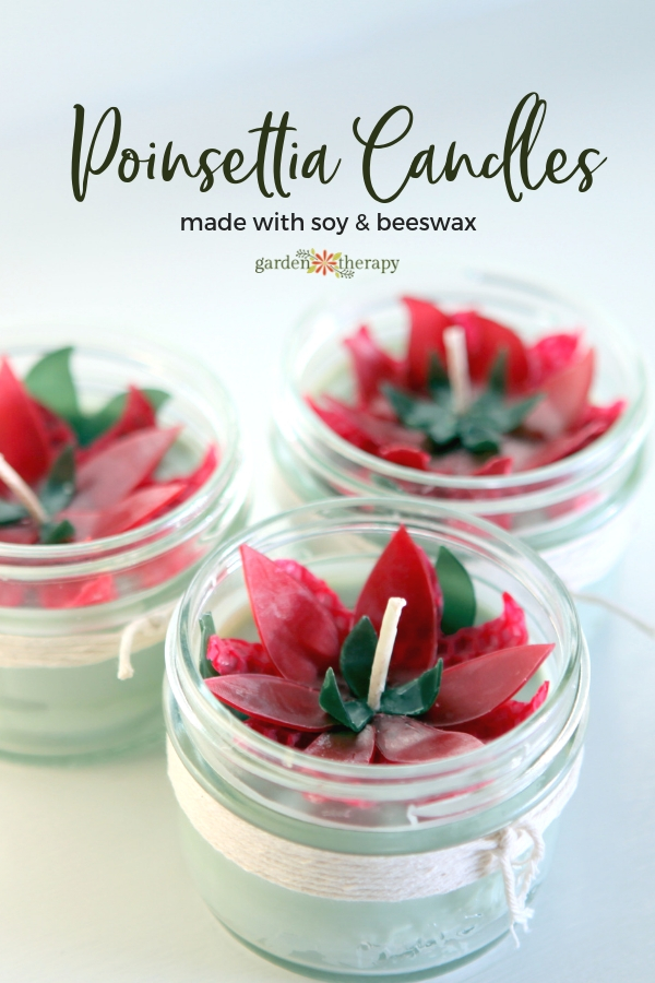 Poinsettia Candles made with soy wax and beeswax
